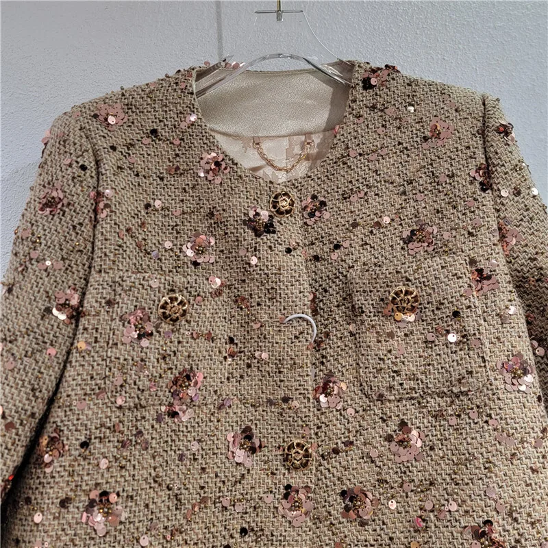 [ZOCI] Sparkling Coarse Tweed Woven Socialite Style Fragrance Jacket Autumn Winter New High-end Short Top