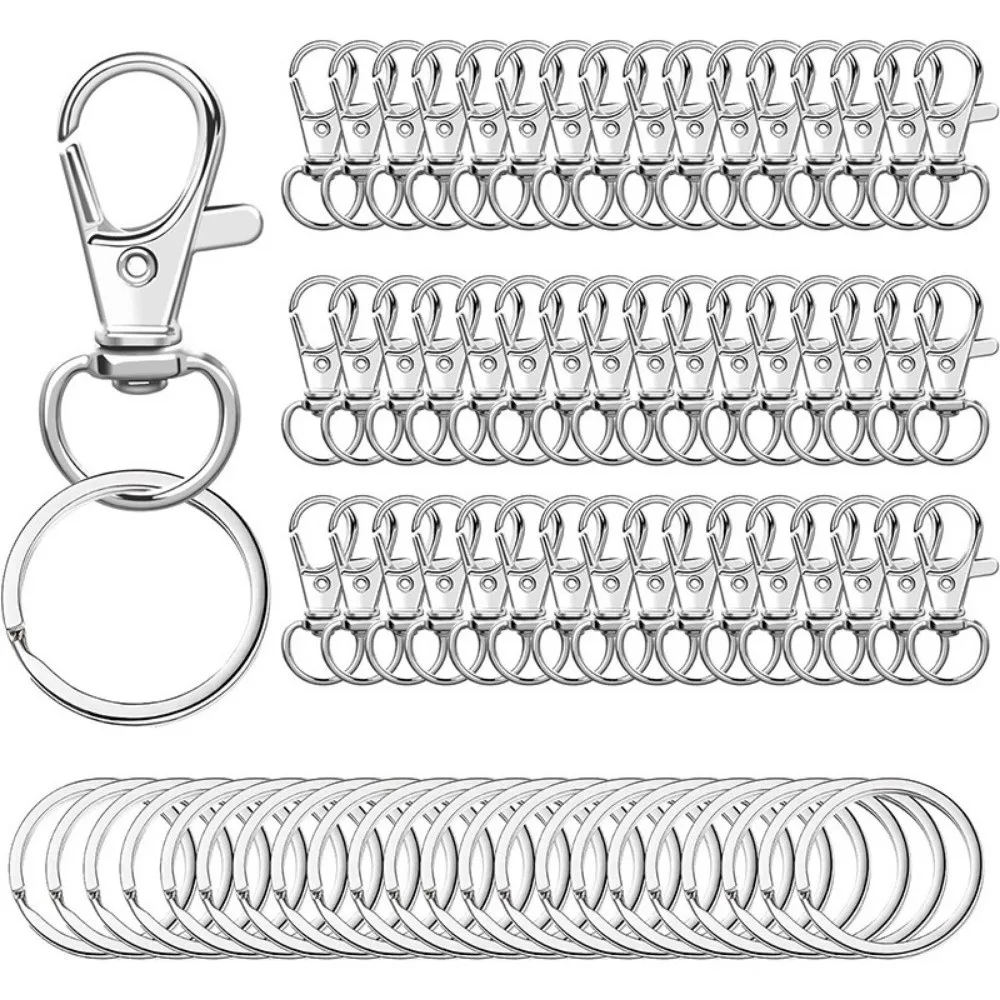 100Pcs 360 Degree Rotating Lobster Claw Clasp Rust-Resistant Flexible Key Chain Clip Durable Sturdy Key Holder Rings Buckle