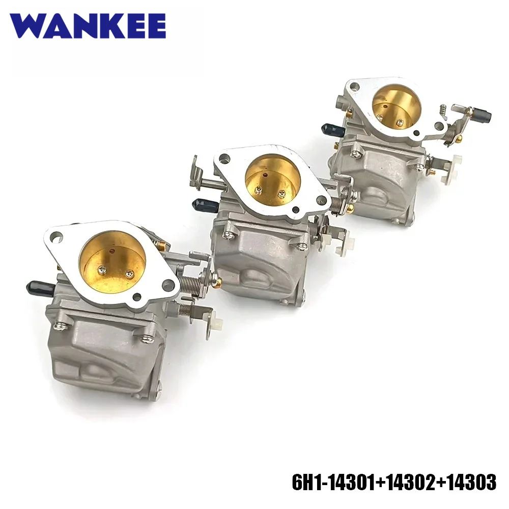 For Yamaha 90HP 2T Outboard Engine 6H1 Carburetor Set with Repair Kit 6H1-14301-30 6H1-14302-30 6H1-14303-30 with 6H1-W0093