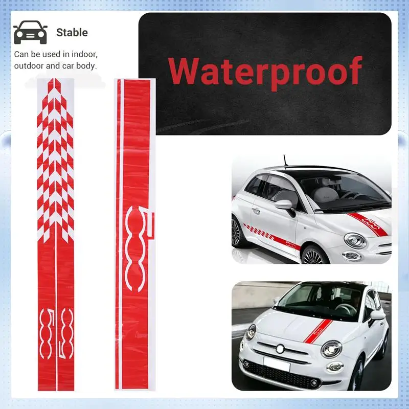 

A51K-1 Set Car Hood Bonnet Stickers Body Door Side Skirt Stripes Decal For Fiat 500 Auto Decorate Vinyl Film
