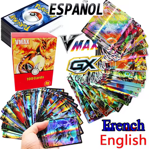 100PCS French Italy Spain Pokemon Game Card GX V Mega Shining Game Battle Carte Trading Collection Cards Toys Children Gifts