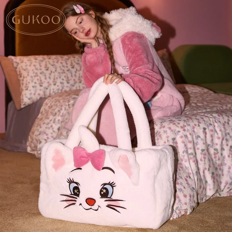 Kawaii Disney Marie Cat Plush Handbag Anime The Aristocats Large Capacity Shoulder Bags Cartoon Girls Storage Bag Package Gift