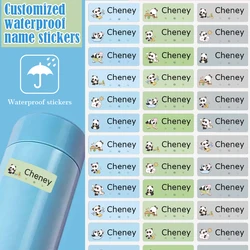 Customized name stickers-T1-personalized panda pattern waterproof label stickers,kindergarten stationery water cup labels