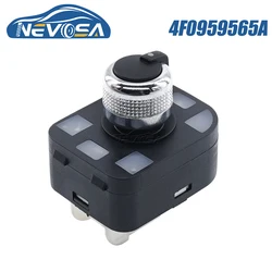 NEVOSA 4F0959565A For Audi Chrome Q7 R8 A6 S6 TT S4 A4 Rear View Knob Mirror Switch Button 4FD959565A 4H0959565 Car Accessories