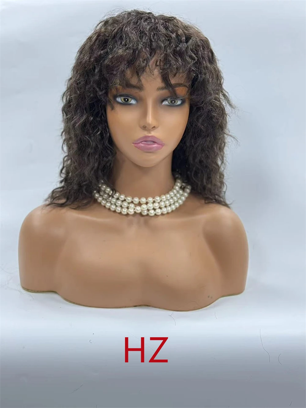 

Синтетические кудрявые вьющиеся парики Парики с бахромой с челкой для женщин Бразильский парик Remy Полностью машинного производства с челкой