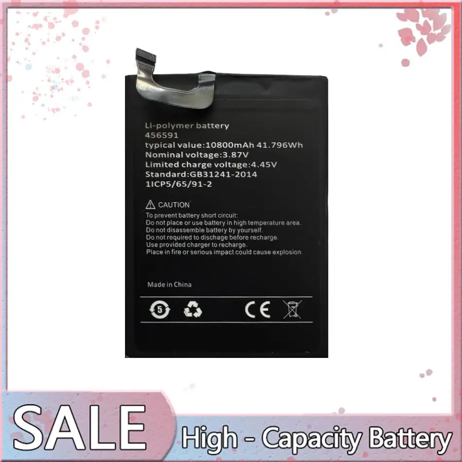 Mobile Phone Battery Fit For 456591 High-Capacity Safe 10800mAh