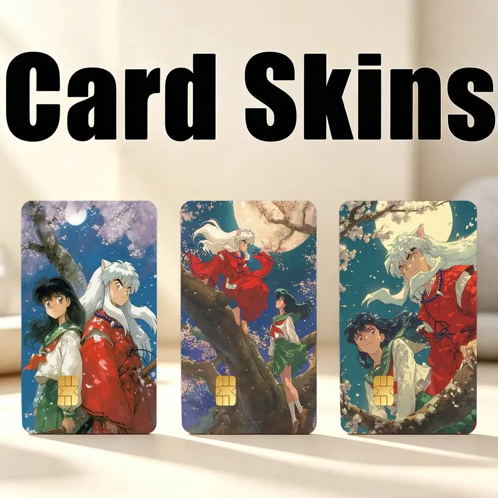 I-Inuyasha H-Higurashi Kagome 1Set 4Pcs Waterproof Card Skin Stickers for Credit Bus IC Cards