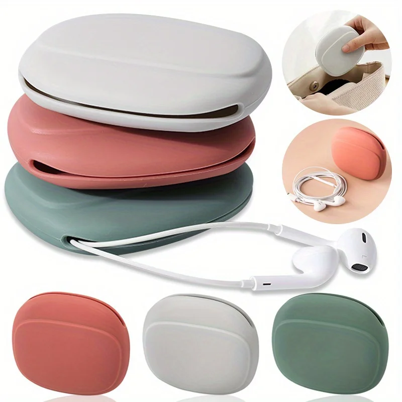 Caixa de Armazenamento para Fones de Ouvido, Organizador Portátil de Cabos de Dados e Pen Drives, Bolsa para Moedas, Estojo de Armazenamento para Casa e Viagem, Bolsa de Silicone para Armazenamento