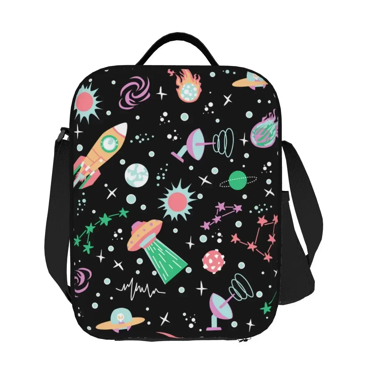 

Universe Astronaut Spaceship Thermal Insulated Lunch Bags Space Rocket Galaxy Planet Portable Tote for Multifunction Food Box