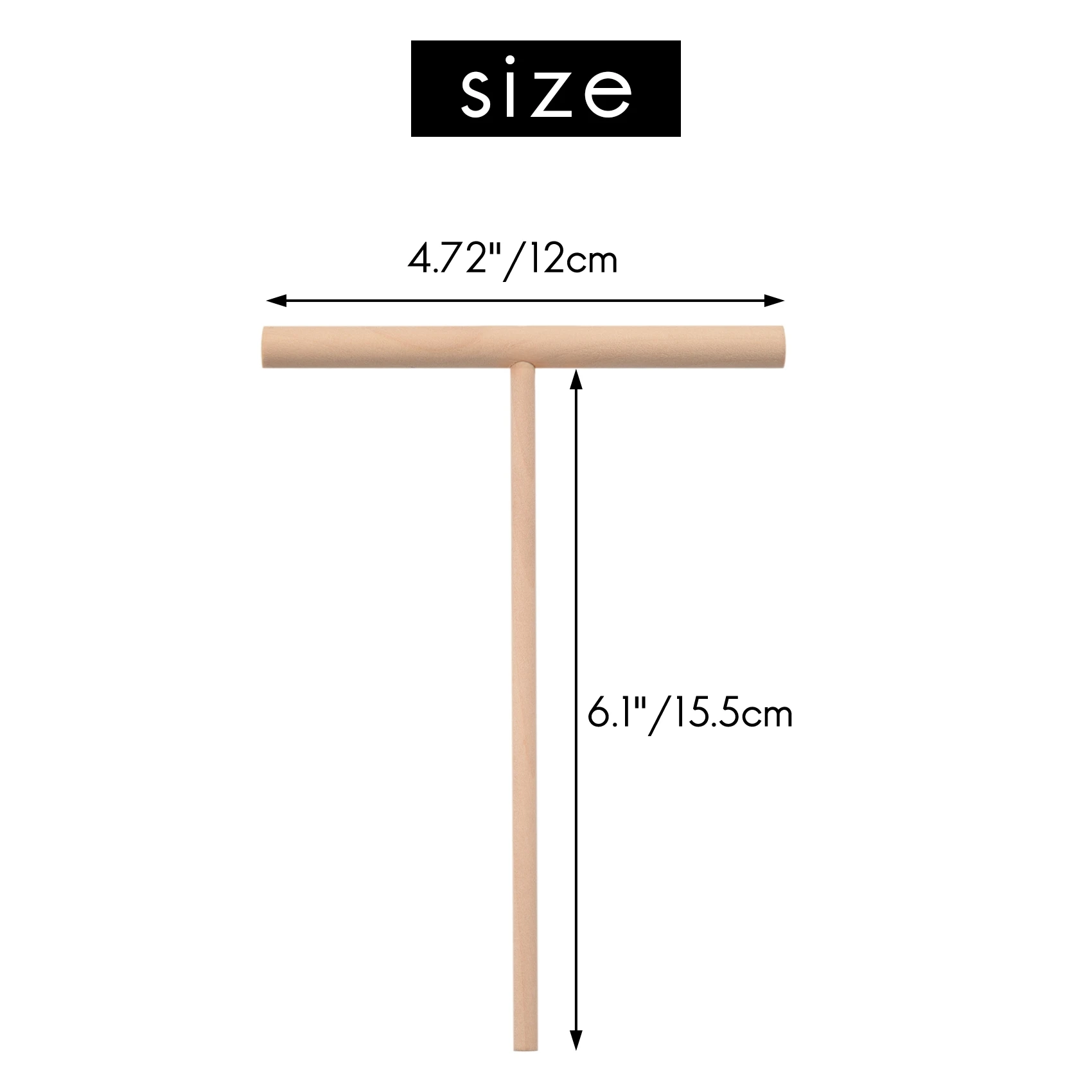 ABJI-Practial T Shape Crepe Maker Pancake Batter Wooden Spreader Stick Home Kitchen Tool Kit DIY Use