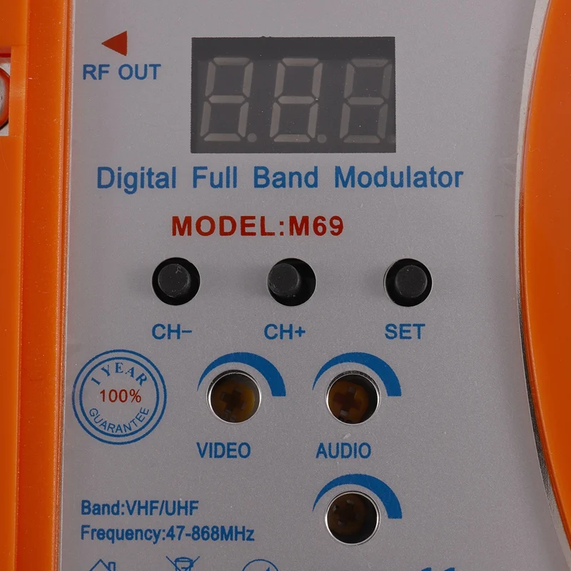 M69 Professional Digital VHF UHF RF Modulator AV To RF Avto TV Converter Adapter(Orange EU Plug)