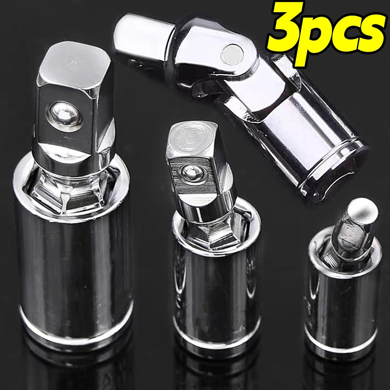 

1/3pcs Chrome Vanadium Universal Joint 1/4" 3/8" 1/2" Extension Bar Socket Wrench Removal Tools Accessories Car Repair Tools