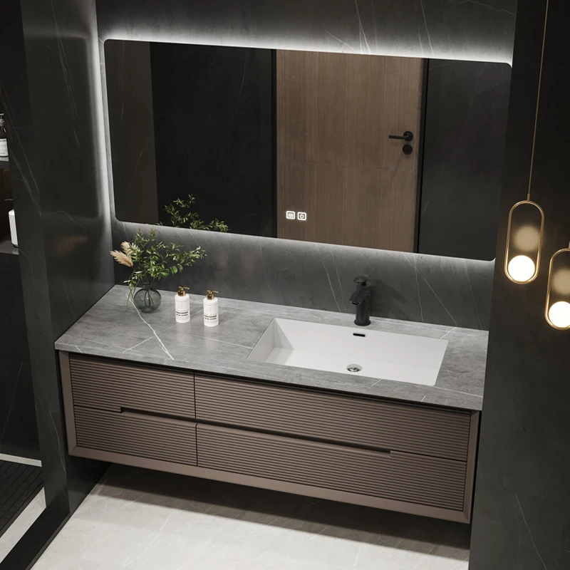 

Intelligent Bathroom Vanity Seamless Stone Slab Ceramic Basin for a Modern Streamlined Look Sleek Bathroom Furniture Set With