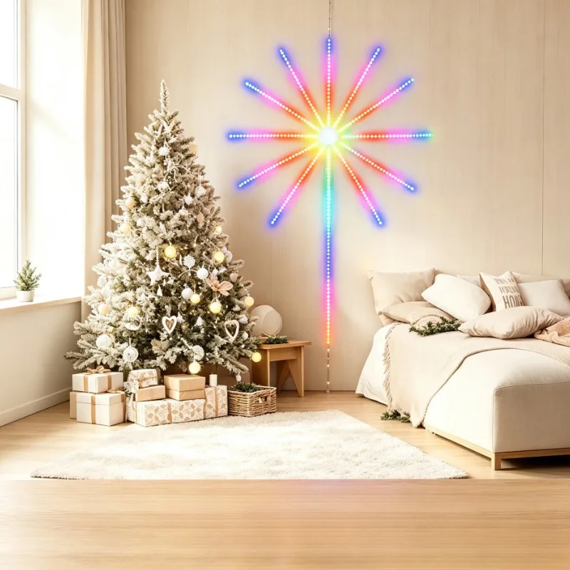LED Strip Light RGBIC Firework Pattern USB 5V Bluetooth APP Music Sync Color Changing for Christmas Holiday Decor USB Powered