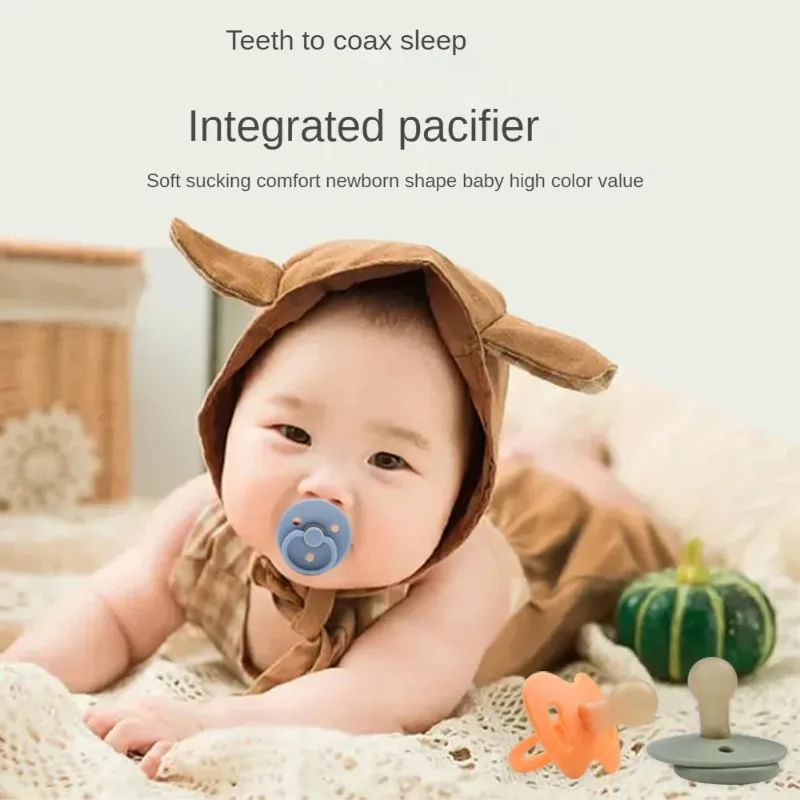 Baby Soothers Two-color Round Head Flat Head Day and Night Bites Food-grade Liquid Silicone Baby Pacifier
