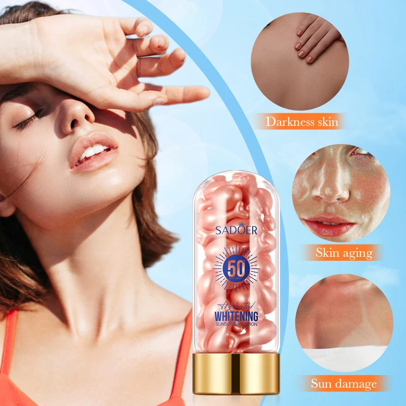 

SADOER 25 шт./кор. солнечный блокатор антивозрастной солнцезащитный крем для лица для тела 50 + солнцезащитная капсула для лица отбеливающий солнцезащитный блок SPF кремы L L6L6