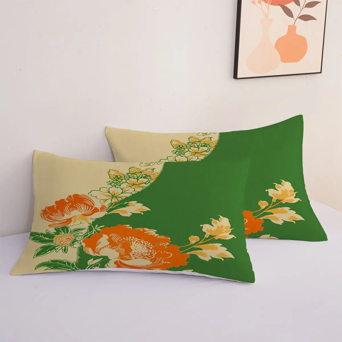 Orange blossom  Down duvet cover large size  green shading  Room decoration bedding set