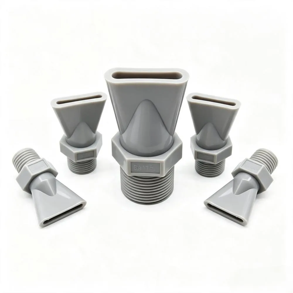 Plastic Duck‑mouth Flat Fan Spray Nozzle, External Thread Water Jet Tip for Industrial Cleaning Dust Removal Cooling Irrigation