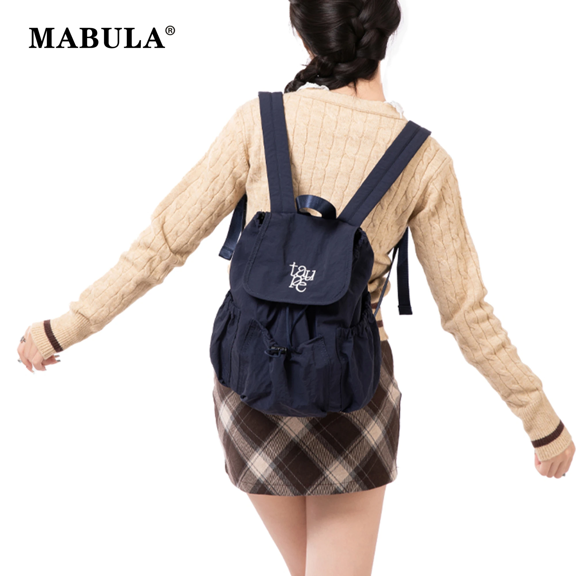MABULA Fashion Large Capacity Embroidered Cute Kids and Teen Backpack Casual Korean Travel Gift Women's New Double Shoulder Bag