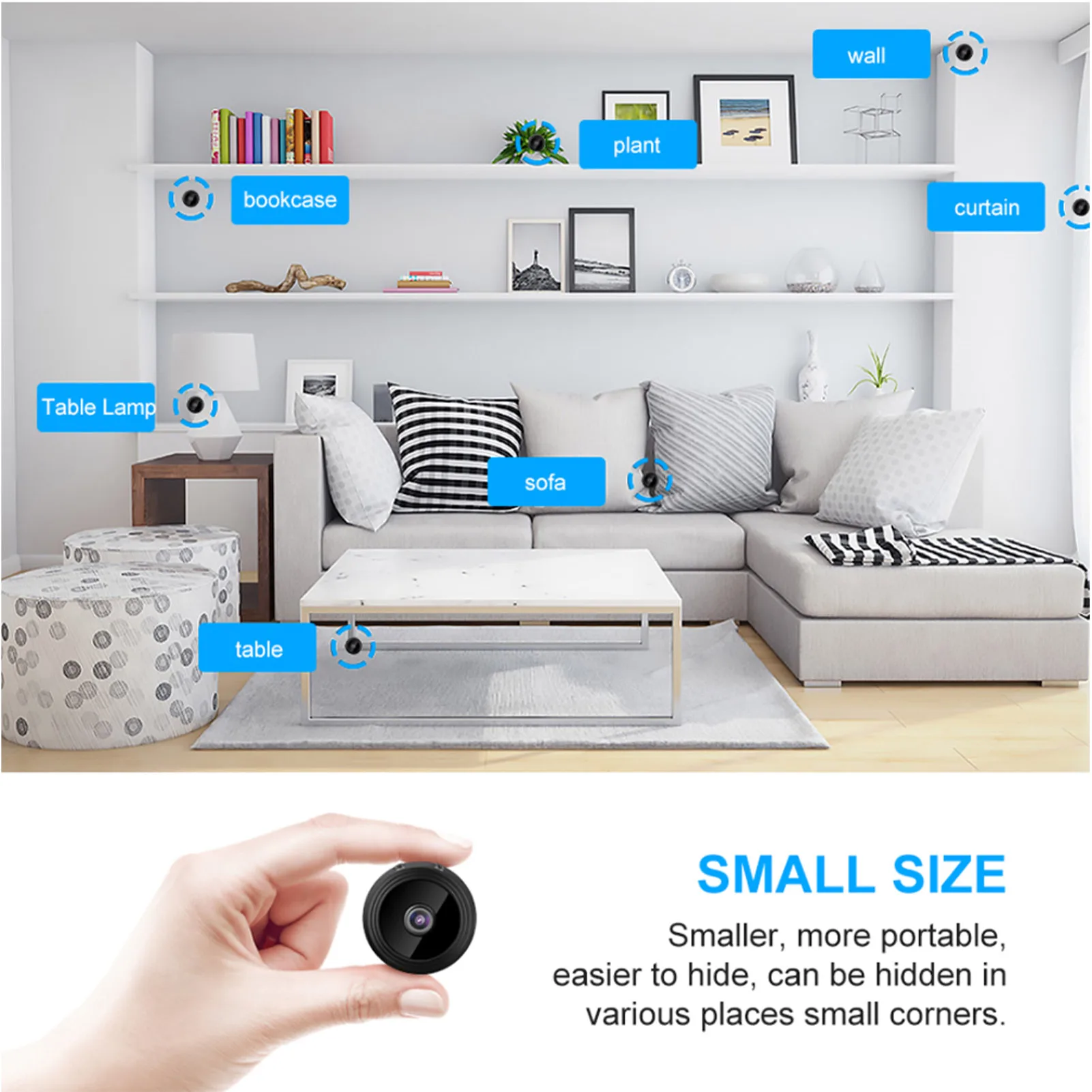 HD Camera Wireless WIFI Indoor Smart Home Security 1080p DV Camera Wireless Mini Camcorder With Adjustable Stand Charging Cable