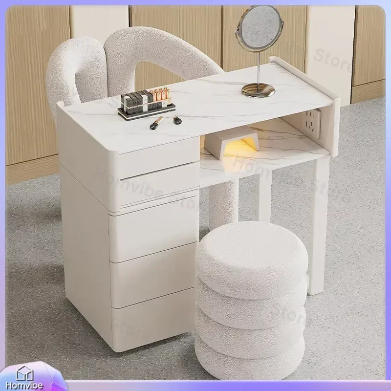 Modern White Wooden Nail Table and Chair Set for Salon Spa Barber Shop Multifunctional Manicure Pedicure Table with Storage