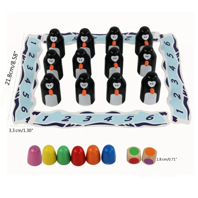 Multiplayer Penguin Board Game Kids Memory Match Puzzle Toy Wooden Exploring Chess Parent-child Table Game for 2-6 Players Party