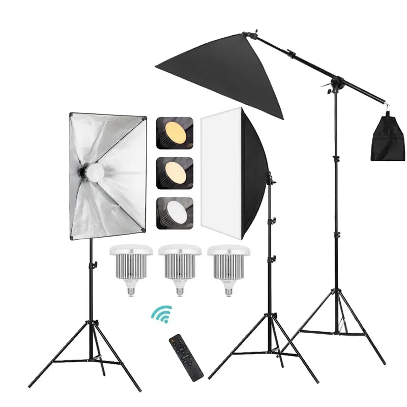 5500k Super Color Temperature Led Lighting Studio Umbrella Softbox Photography Kit Background Backdrop Stand Set