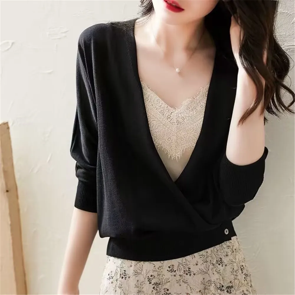 Spring Summer Fashion Women Summer Autumn Thin Sweater Cardigans V Neck Cardigans Female Sexy See Through Outerwear Shrug Tops