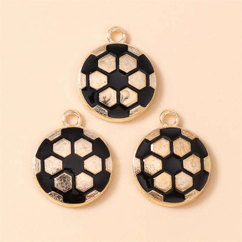 20 Stück 15x18mm Niedliche Emaille-Sportfußball-Anhänger für die Herstellung von Halsketten, Ohrringen, Armbändern, DIY-Bastelarbeiten und Schmuckzubehör – Detail 5