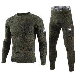 German Velvet Autumn/Winter Men's Warm Underwear Cycling and Mountaineering Set Fitness Running Tracksuits Quick Dry Clothes