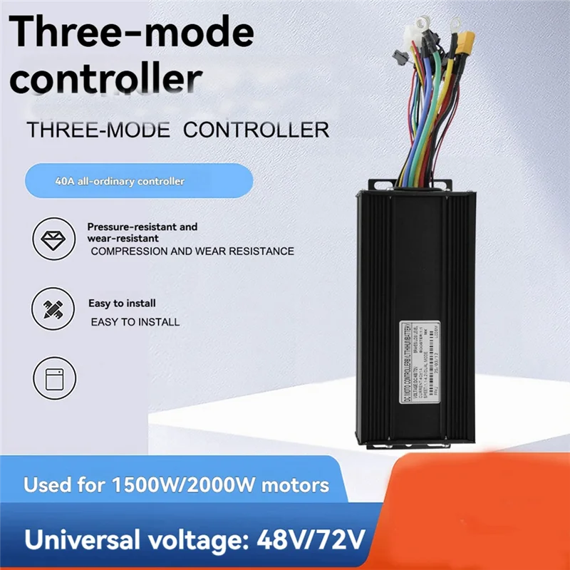 

-A25M Ebike 3 Mode 48V52V60V72V 40A Sinewave Controller 15 Tubes For 1500W/2000W Motor Electric Scooter Parts Ebike Controller