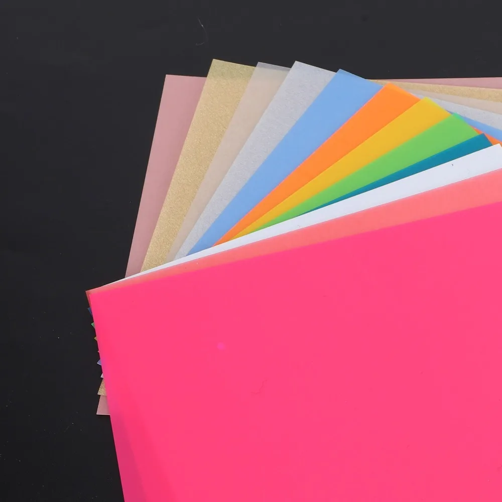 High Quality 12pcs Colorful Heat Shrink Film Sheets 12 Colors 14.5x20CM Shrink Art Paper Shrinkable Film Sheets Keychain Making