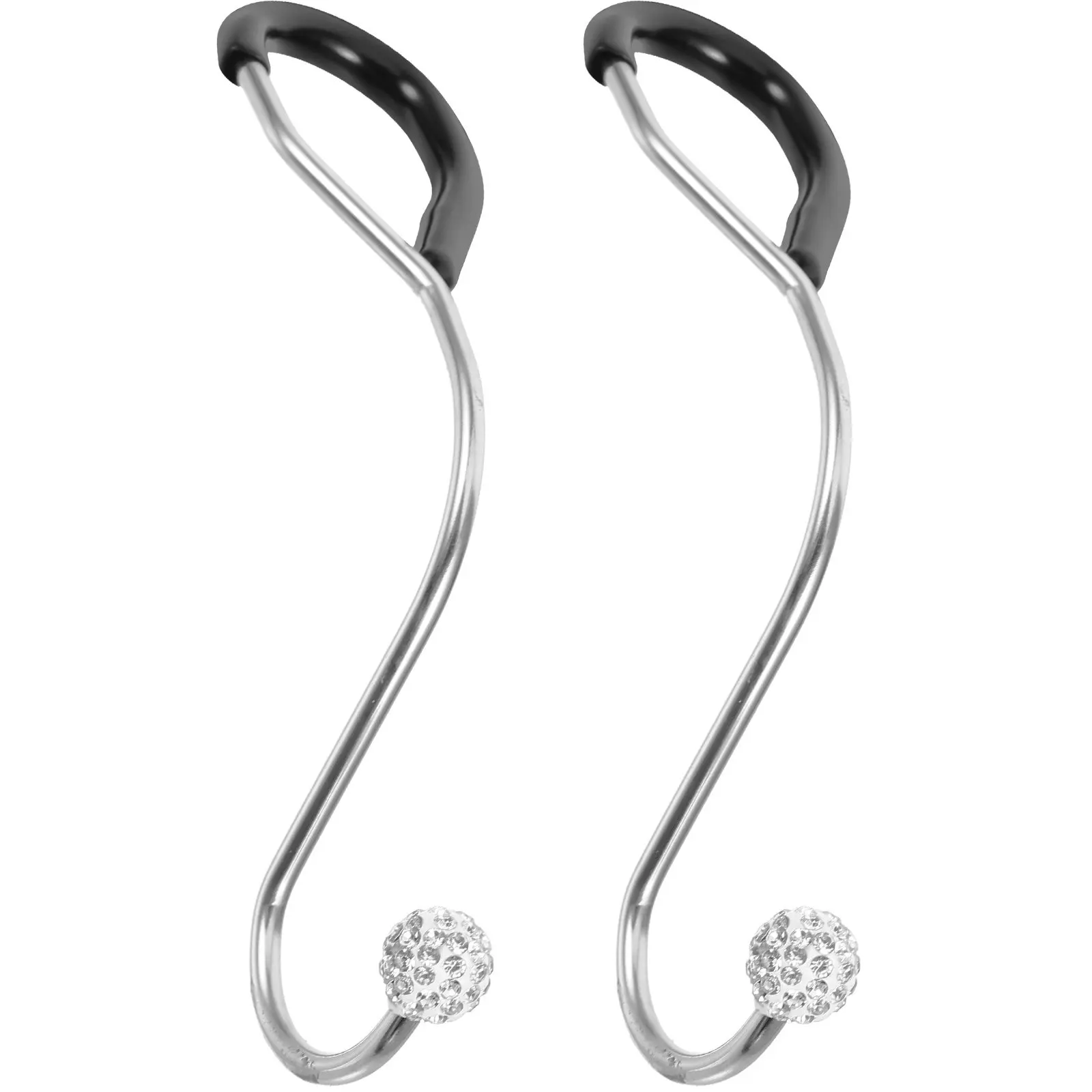 2Pcs Car Headrest Hook Backseat Hanging Hook Stainless Steel PVC Rhinestone Car Organizer Automotive Consoles Organizers