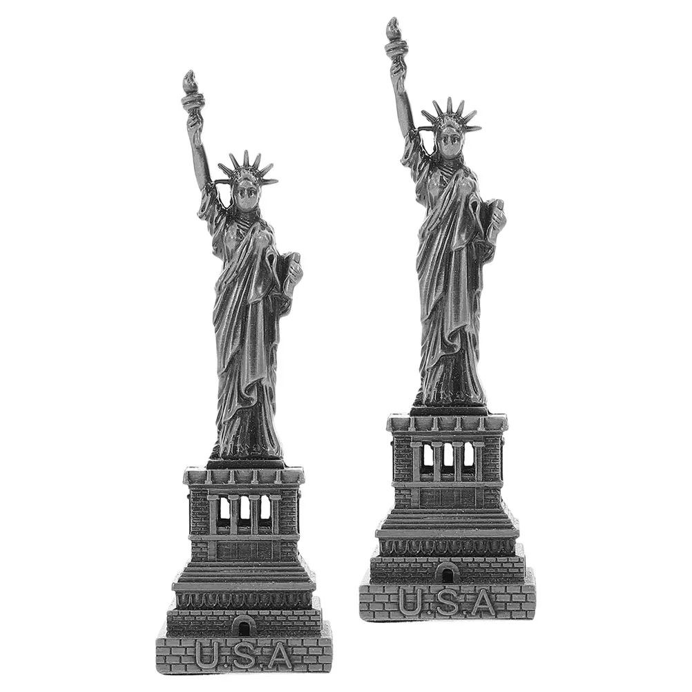 

2Pcs Statue of Liberty nament Home Decor Desktop Souvenirs Usa New York Silver Alloy Collectibles Liberty