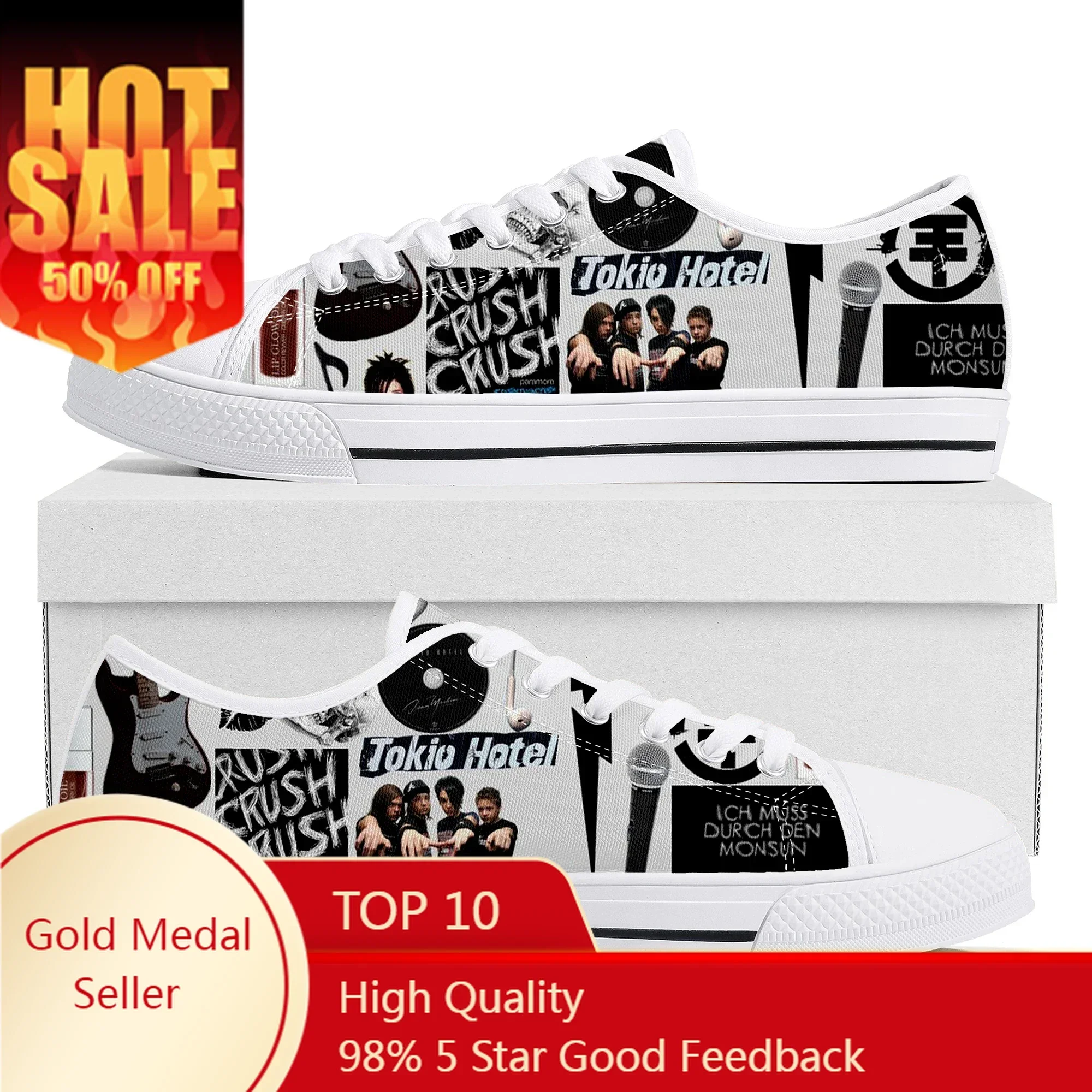 

Germany Rock Band Tokio Hotel Low Top Sneakers Men Women Teenager High Quality Shoes Canvas Sneaker Couple Custom Made shoe