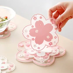 Japanese Style Coasters Cherry Blossoms Cup Mat Cute Drink Coaster Set Tea Home Decoration Drinkware Kitchen Dining Bar Garden