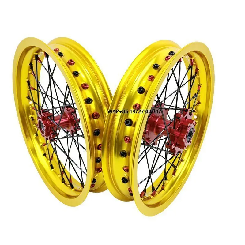 

14 Inch Electric Bicycle Bike Wheels Rims Set Fit on Sur Ron Light Bee X 2019-2022 Red Hub Gold Rim