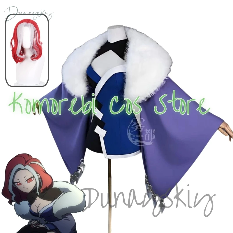 Mujusha Hua‌‌ Cosplay Anime Scissor Seven Costume Wig Purple Dress Fur Collar Halloween Christmas Party Masquerade Customized