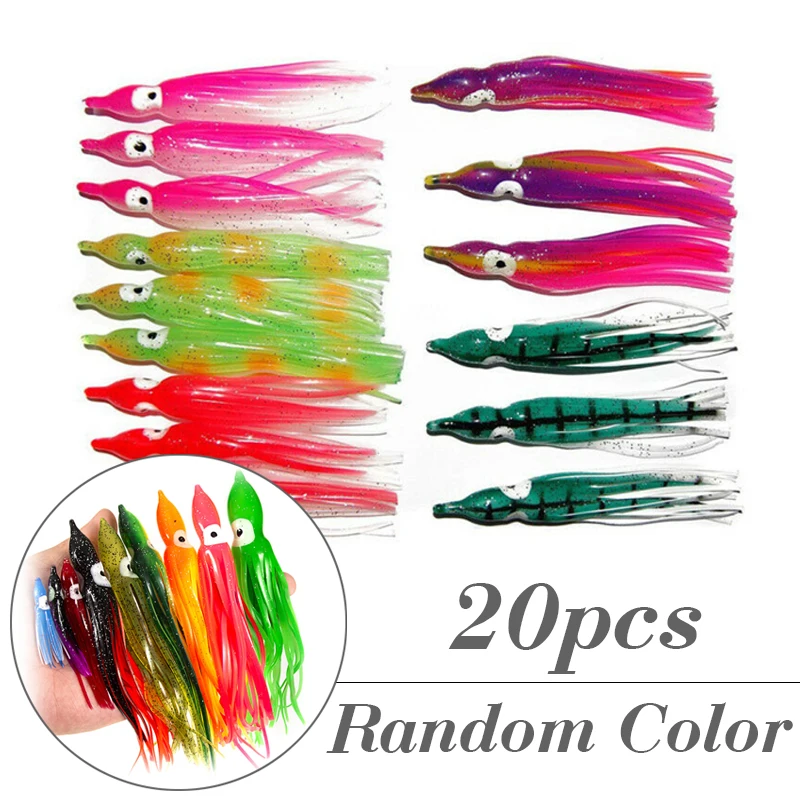 

20pcs Artificial Octopus Squid Soft Fishing Lures Bait Saltwater Colorful 5-16cm Wear-resistant PVC Fishing Accessories