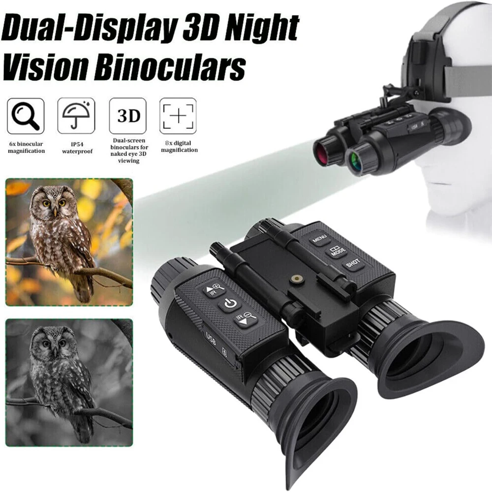 Digital Night Vision Binocular 4K 3D Visual Tactical Night Vision Goggles with Head Mounted Outdoor Infrared Hunting Telescope