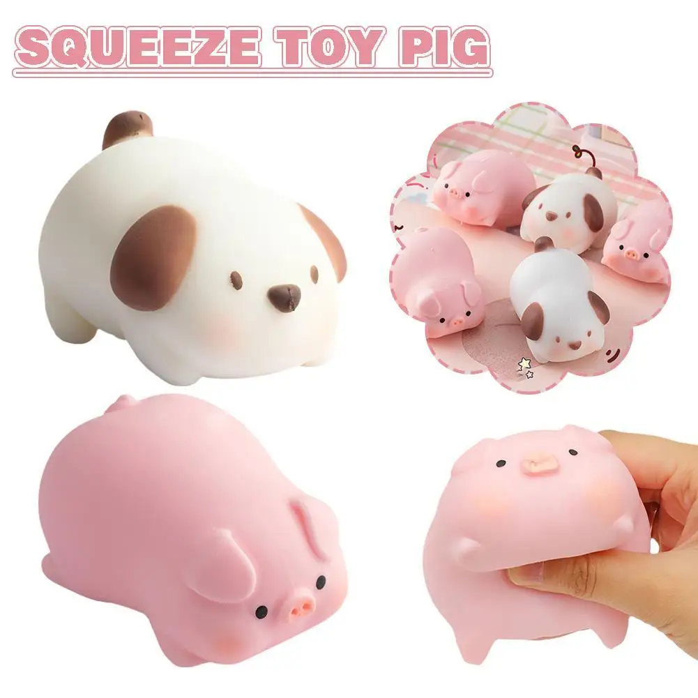 2Pcs Cute Pig Dog Fidget Toys Sensory Toys Squeezing Stretch Stress Relief Toy for Kids Adults for Fun Calming Increase Focus