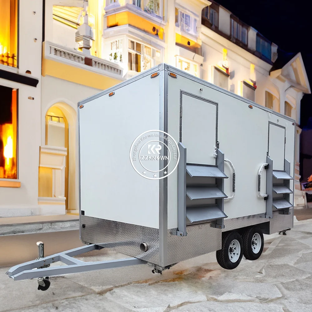 Custom Mobile Bathroom Trailer Portable Toilet Luxury  4 Stall Restroom Trailer Street Prefab Rent Outdoor Shower Rooms for Usa