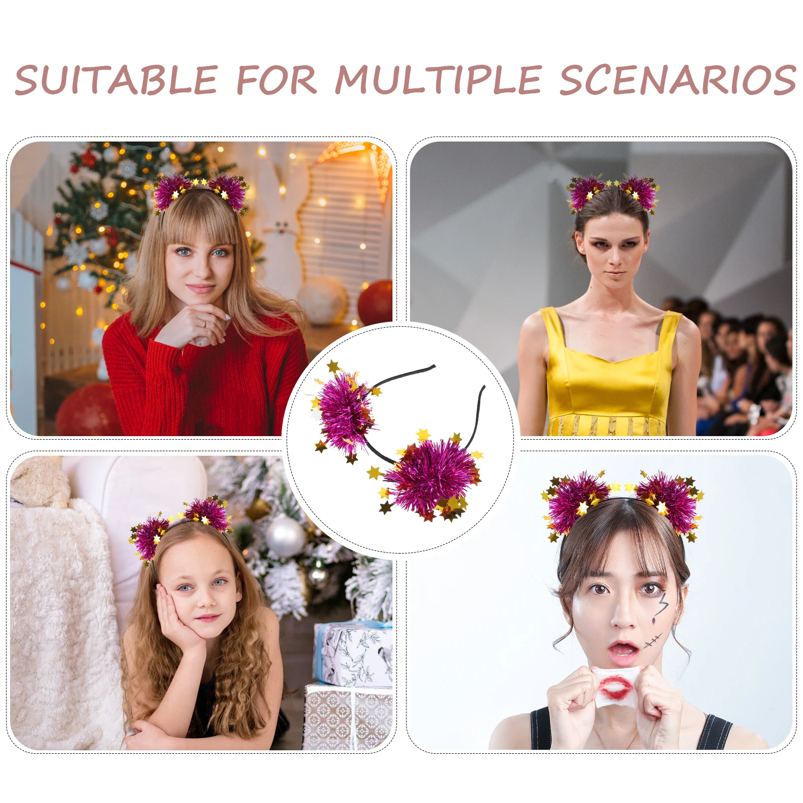 

4 Pcs Headb Glitter Accessories Party Wedding Girl Hairb Stylish Christmas Hair Glitter Star Headb Tools Braiding