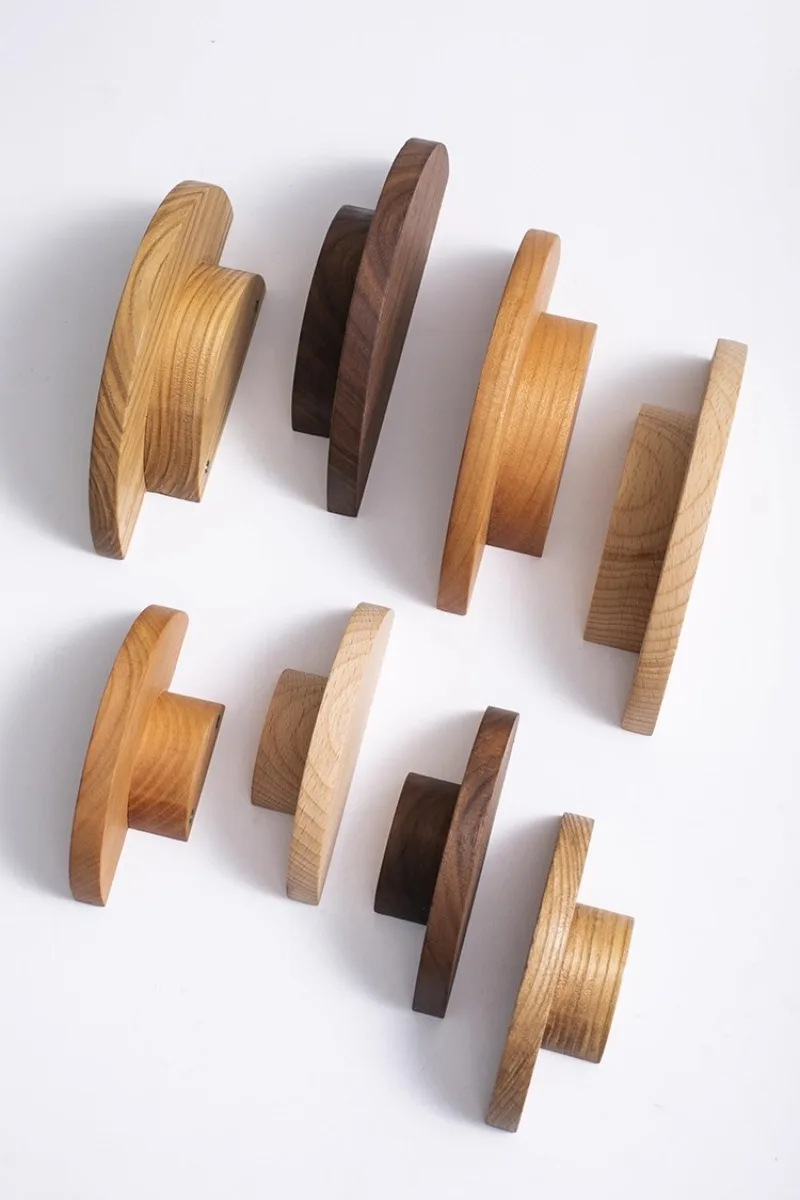 Küchenschranktür-Holzknöpfe, Griffe für Kleiderschränke, Schuhschränke, Schubladen, Halbkreisgriffe, Schminktisch-Holzmöbelgriffe – Detail 9