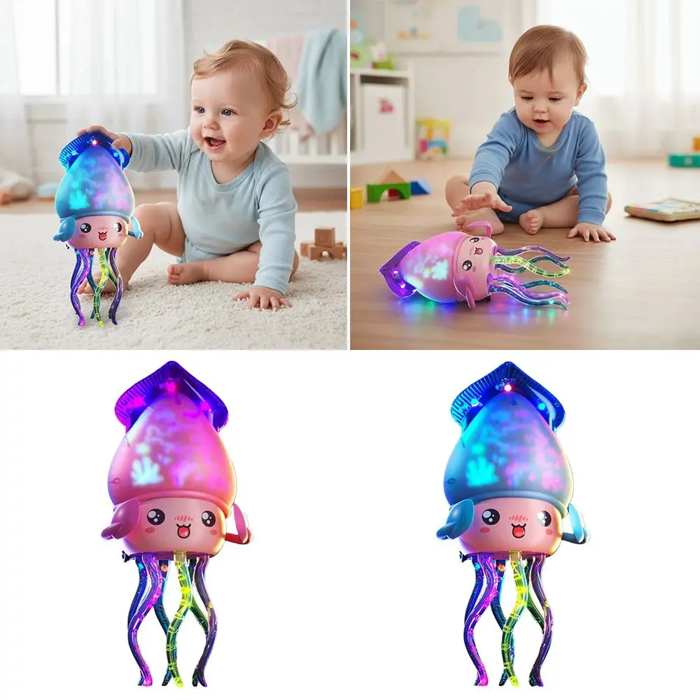 Polvo bailando mágico con luz LED, evitación automática de obstáculos con luz musical, pulpo bailando, baile LED giratorio de ocho garras