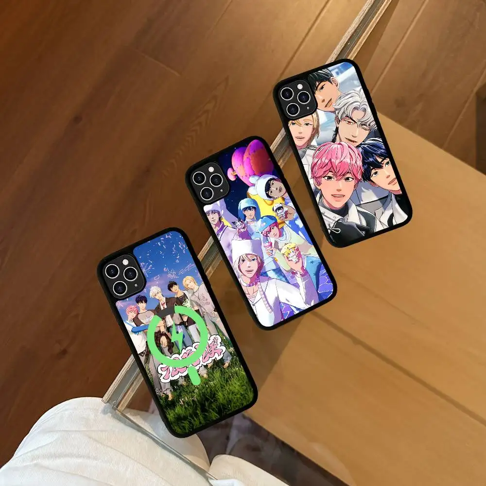 حافظة Kpop P-PLAVES لهاتف Magsafe المغناطيسي لهاتف IPhone 17 Air 16 15 14 13 12 11 Pro Max Plus شحن لاسلكي