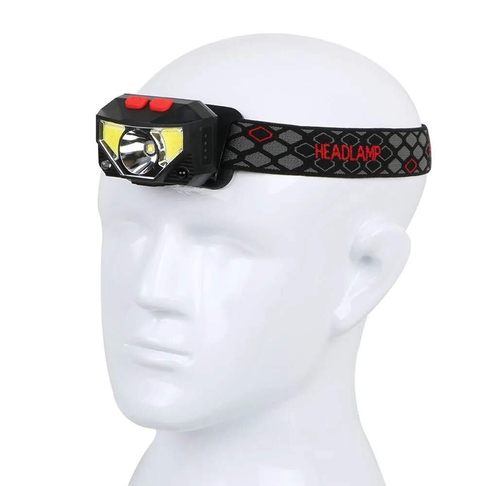 Glare LED Induction Headlamp USB Rechargeable Super Bright Head Flashlight Battery Level Display Multi-function COB Headlight
