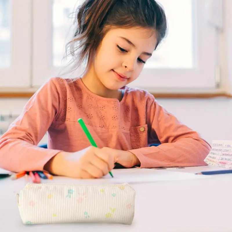 Floral Pencil Pouch Portable Zipper Pencil Pouch Small Pencil Pouch Stylish School Pencil Case Stationery Pencil Case For School