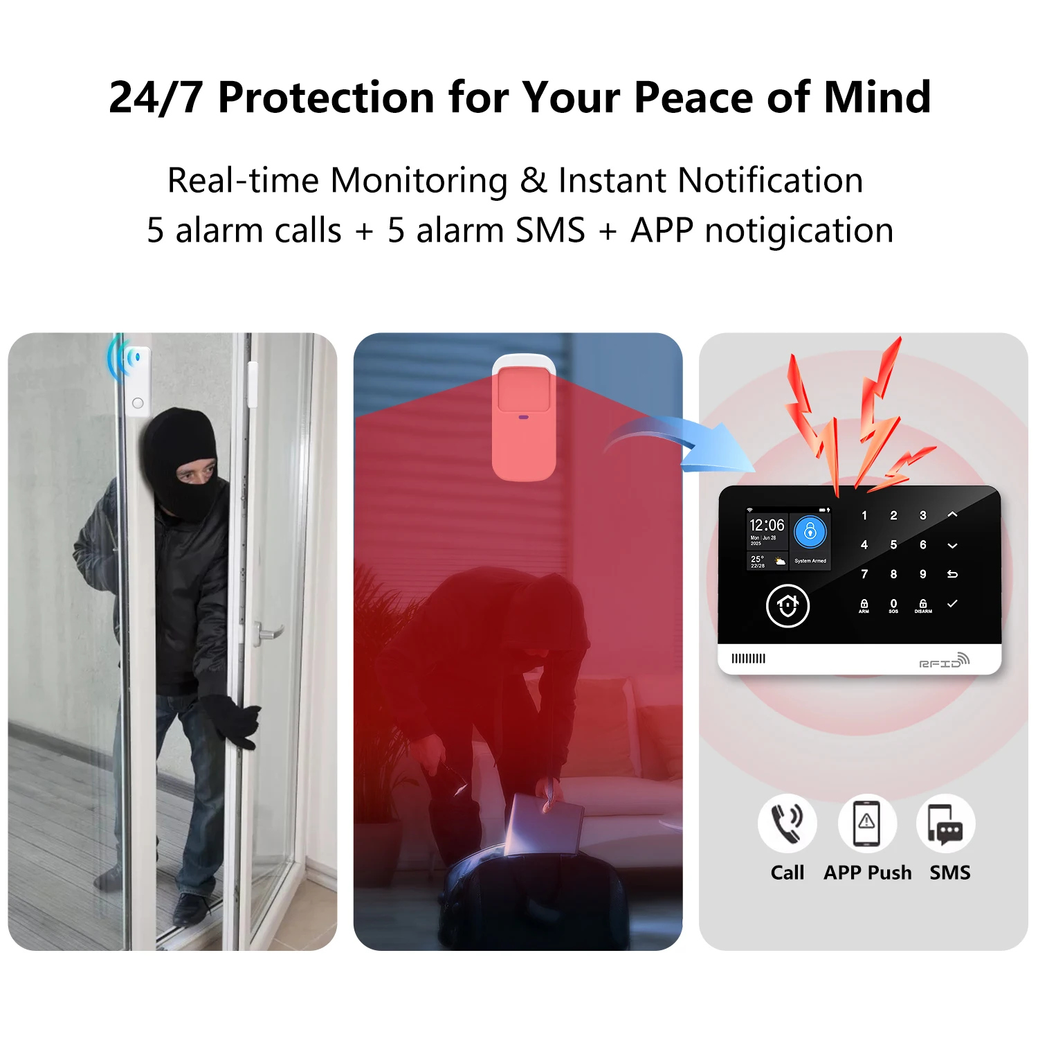 Affordable Home Security 4G GSM WiFi Alarm System Host - Wireless Kit for Whole House Protection, No Fees Tuya App Control