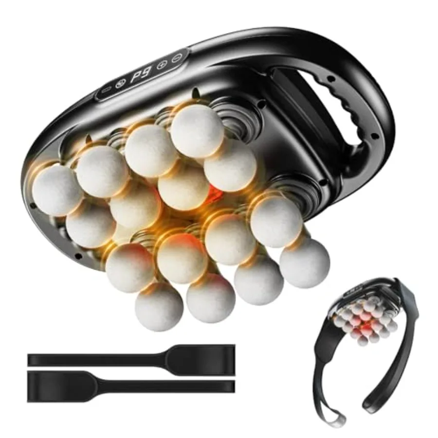 

Массажный пистолет с 16 насадками для глубокого массажа тканей, с ремнями для фиксации рук, электрический массажер для мышц с 99 регулируемыми уровнями интенсивности, 9 режимов перкуссионного массажа